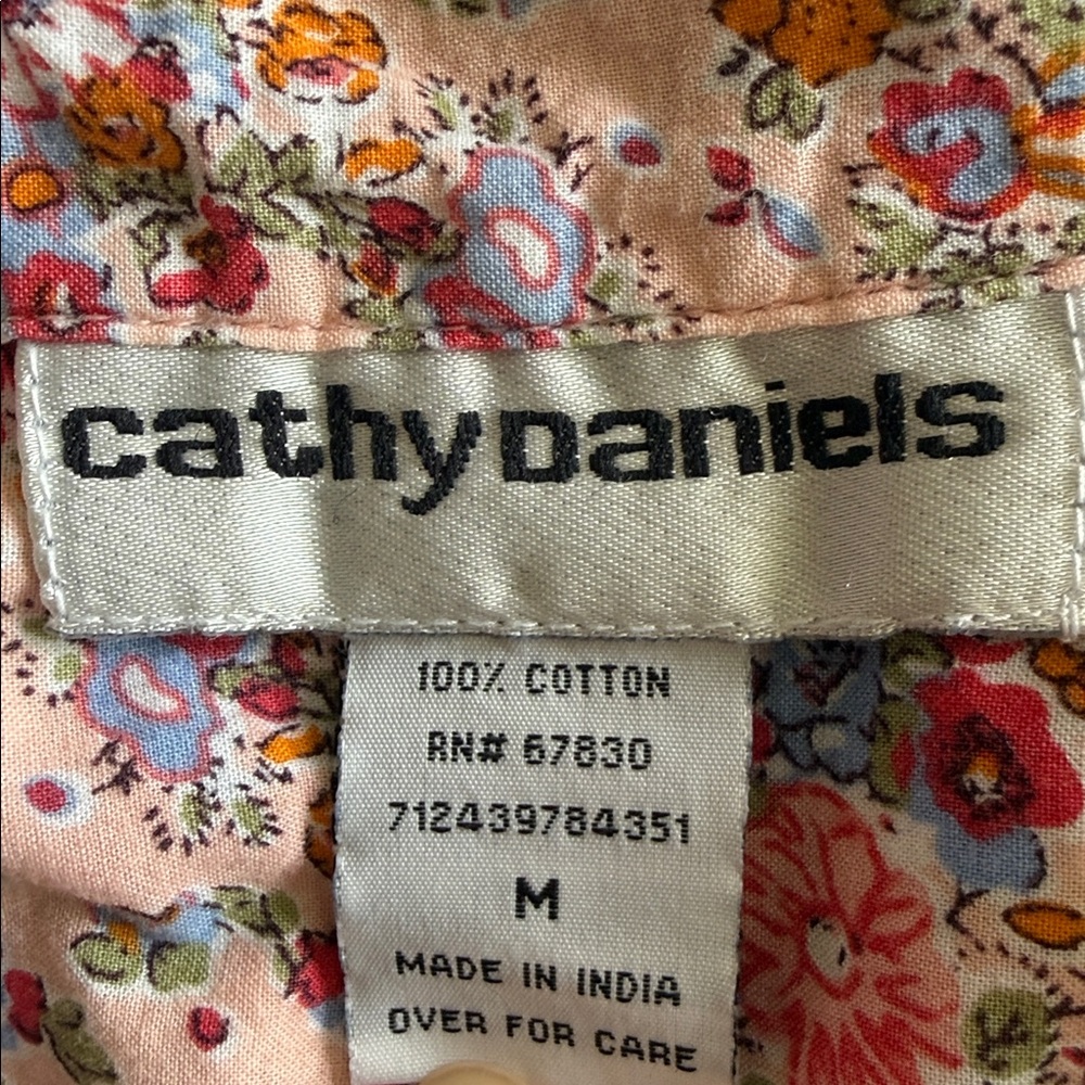 Cathy Daniels Pink Floral Roll-Tab Button Shirt - Picture 3 of 4